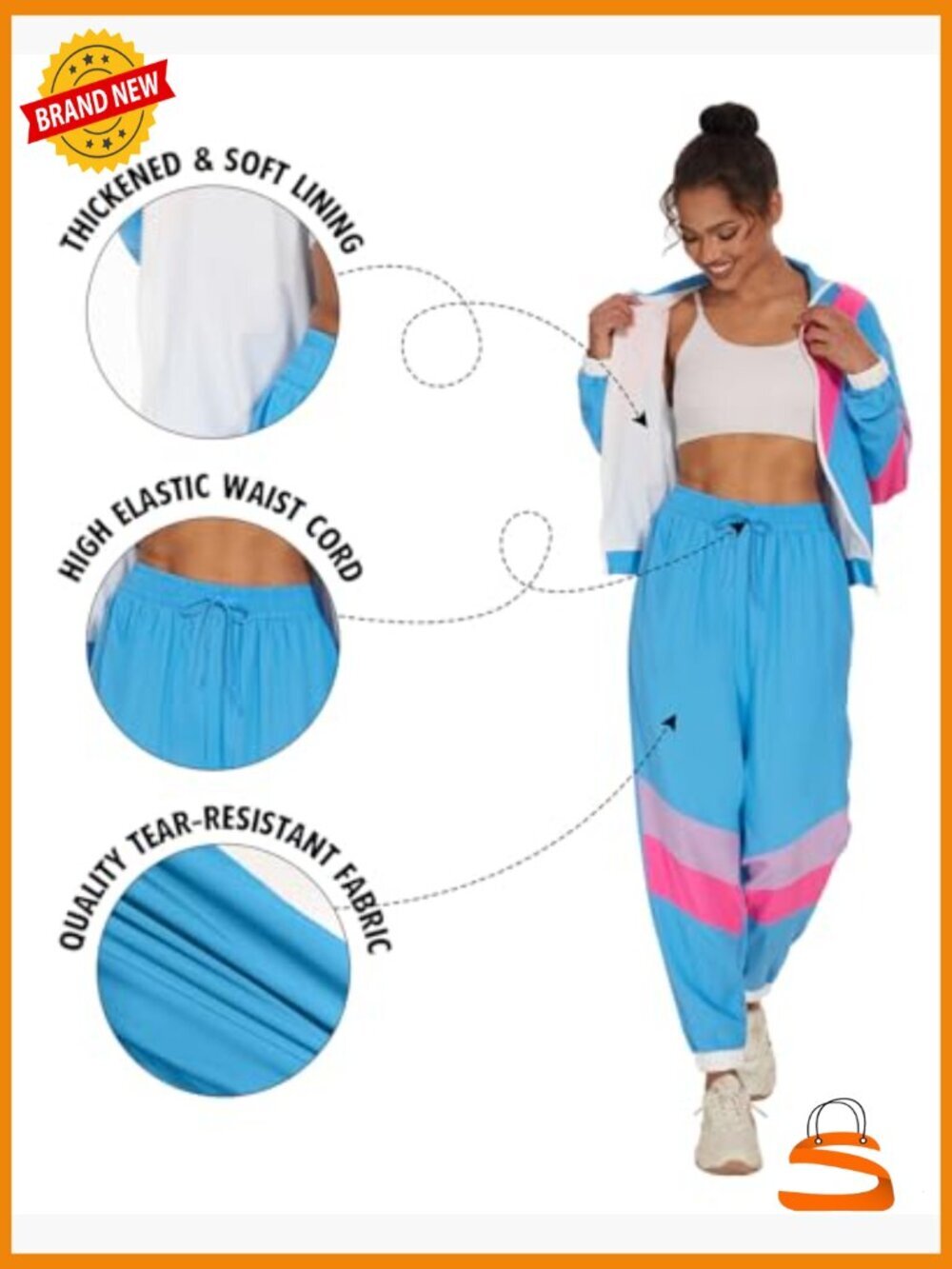 Colorblock 2 Piece Windbreaker Jacket Tracksuit Set - Picture 6 of 7